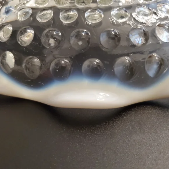 1940s Vntg "Moonstone" Opalescent Hobnail 7 1/2" 2 Part Dish by Anchor Hocking - Picture 9 of 11